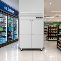 Réfrigérateur-congélateur commercial 4 portes en acier inoxydable, double température, avec compartiment de refroidissement intégré 1200x700x2000mm pour stockage frigorifique