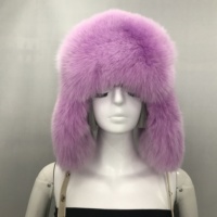 Gorro de Invierno de Piel de Zorro Natural Estilo Ruso para Mujer, con Orejeras de Piel de Mapache Auténtica, de Lujo y Clásico