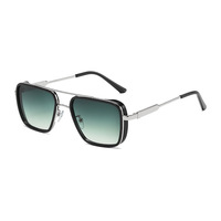 QY NJC Partagas Fashion Trendy Designer Shades Lunettes de soleil en métal Full Rim Square Frame Double Bridge Protection UV400 Unisexe