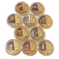 Vente en gros Bon stock Détective métal commémoratif Conan Haibara Ai Bronze Coin UV Imprimé Anime Coin avec thème sportif