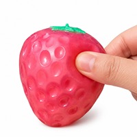 Jouet Squishy Fraise Changeant de Couleur en TPR, Gelée Douce Anti-Stress Sensoriel, Décompression, Faible MOQ, Vente en Gros, Personnalisable