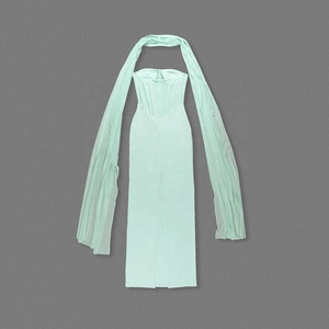 Wholesale Women <strong>Dress</strong> Enchanting Strapless Corset Mint <strong>Dress</strong> with <strong>Floaty</strong> Scarf for High-Profile Events Evening Gown - Product Image 5