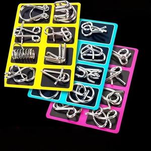 Ensemble de 8 anneaux de déverrouillage en métal éducatifs Intelligence Buckle et jouets à neuf maillons, puzzle, cadeau pour enfants et étudiants - Product Image 2