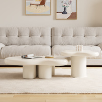 Ensemble de tables basses modernes et créatives ATUNUS, couleur crème, design ondulé en fibre de verre, pour salon