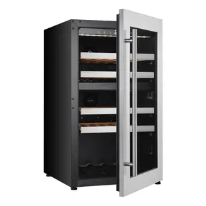 42 Garrafas Dual Zone Autoportante Vinho Geladeira Freezer Temperatura Eletrônica Elétrica Wine Cooler 70 Wine Cellar Porta Madeira R600a