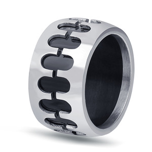 Anillo de Acero de Titanio de 12 mm con Patrón Geométrico, Joyería de Moda para Hombre, Regalo - Product Image 5
