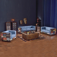 HJ HOME Tables de salon en aluminium, industriel, antique, rétro, style américain, avec une touche de café