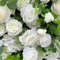 Witte roos en groen zijden kunstbloemen wanddecoratie bruiloft opvouwbaar 8x4ft