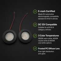 Projecteur LED encastré 12V certifié ECE R10, 3 températures de couleur (3000K, 4000K, 6500K), fixation par clip à ressort pour camping-car, fourgonnette, camion, bateau