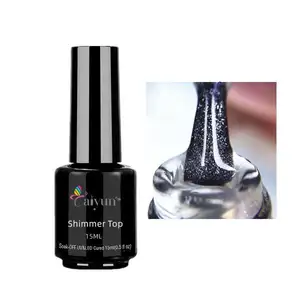 Salon Kuku Tahan Lama Glitter Emas Top Shine Gel Sparkle Top Coat Shimmer Cover untuk Nail Art