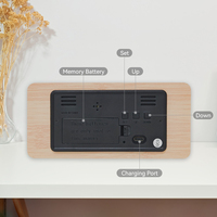 Relojes de escritorio de madera de temperatura de promoción, reloj despertador Digital de madera pequeño, reloj Digital Led sin Material de fecha de haya