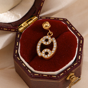 <span class=keywords><strong>G3221</strong></span> Vente en gros Pvd 18K plaqué or Acier inoxydable Horoscope Zircon incrusté 12 signes du zodiaque Pendentifs Charms pour la fabrication de bijoux - Product Image 6