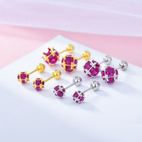 2022 Europe états-unis meilleur vendeur Style mignon 925 argent Flash diamant boule boucles d'oreilles vis fleur boule à la mode tentation