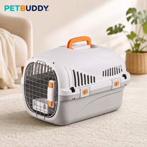 Transportín de Plástico para Mascotas PETBUDDY, Caja de Viaje Transpirable para Perros y Gatos, Portátil y Manos Libres para Coche y Exteriores - Product Image 1