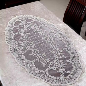 Nappes de table en velours et dentelle personnalisées en polyester pour banquets et mariages, housses de table vintage en dentelle pour la maison, le bureau et les mariages - Product Image 3