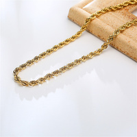 316 acier inoxydable corde torsadée grosse 2mm/5mm/6mm/8mm 18K plaqué or PVD enduit chaîne à maillons torsadés collier usage quotidien