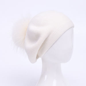 Français Automne Bébé Filles Garçons Hiver <span class=keywords><strong>Béret</strong></span> Chapeau Mignon Pom Pom En Plein Air De Luxe Double Couche En Gros Cachemire Tricoté Enfants <span class=keywords><strong>Béret</strong></span> - Product Image 2