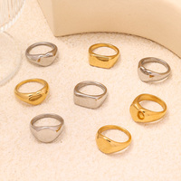Hochwertige Damen Edelstahl 18k Vergoldeter Minimalistischer Glatter Ring Trendiger Geometrischer Glänzender Verlobungs- und Jubiläumsring