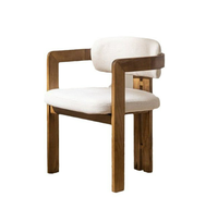 Chaises de Salle à Manger en Bois Massif de Luxe Léger avec Accoudoirs et Dossiers, Meubles Créatifs pour le Coin Thé du Salon