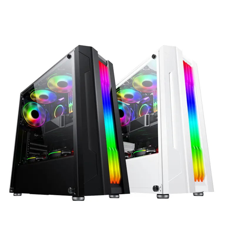 The new 2021 On promotion Gaming Computer Case With RGB Fans Tempered Glass PC Case Small Quantity Wholesale