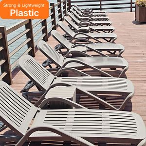 Chaises longues de <span class=keywords><strong>piscine</strong></span> en plastique <span class=keywords><strong>blanc</strong></span> réglables, 4 positions, portables, pliables, pour patio, hôtel, jardin, balcon, cadre - Product Image 4