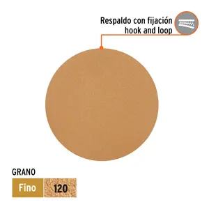 Paquete de 5 Discos de Lijado de 5 Pulgadas, Grano 120, Marca TRUPER - Product Image 1