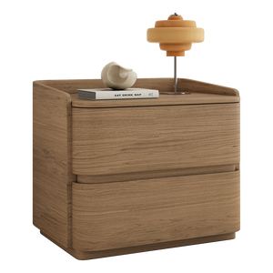 Mesita de Noche de Lujo con Almacenamiento de Madera Maciza y Cuero Genuino, Mobiliario de Dormitorio Minimalista Moderno de Alta Gama Italiano 2025 - Product Image 6