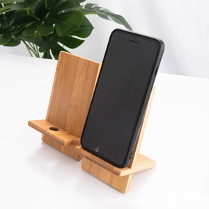 Bamboo Wood Mobile Phone Stand Desktop Charging Base Natural Color <b>Tablet</b> <b>Holder</b> Minimalist Design - Product Image 1