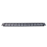 Panel Patch FTP 1U 48 Port Tanpa Kabel, Densitas Tinggi, Bingkai Modular Kosong 19 Inci untuk Jack Keystone, Warna Hitam