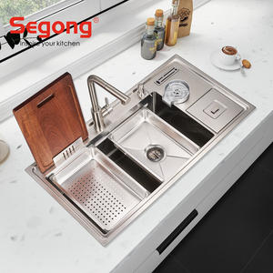 Ensemble d'évier de <span class=keywords><strong>cuisine</strong></span> en acier inoxydable à bol unique de haute qualité Évier commercial fait main avec poubelle - Product Image 6