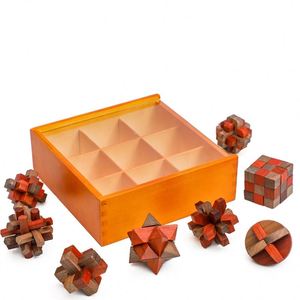 Rompecabezas de Madera Retro de Lujo 9 en 1, Juego de Ingenio, Rompecabezas de Madera, Cerradura Kongming con Caja - Product Image 5