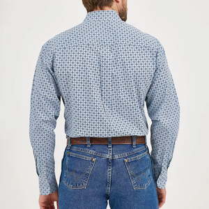 Thêu trắng dễ thương nút up hiện đại vaquero nút xuống Retro lớn và cao ưa thích phong cách denim cổ điển ăn mặc áo sơ mi phương Tây - Product Image 3