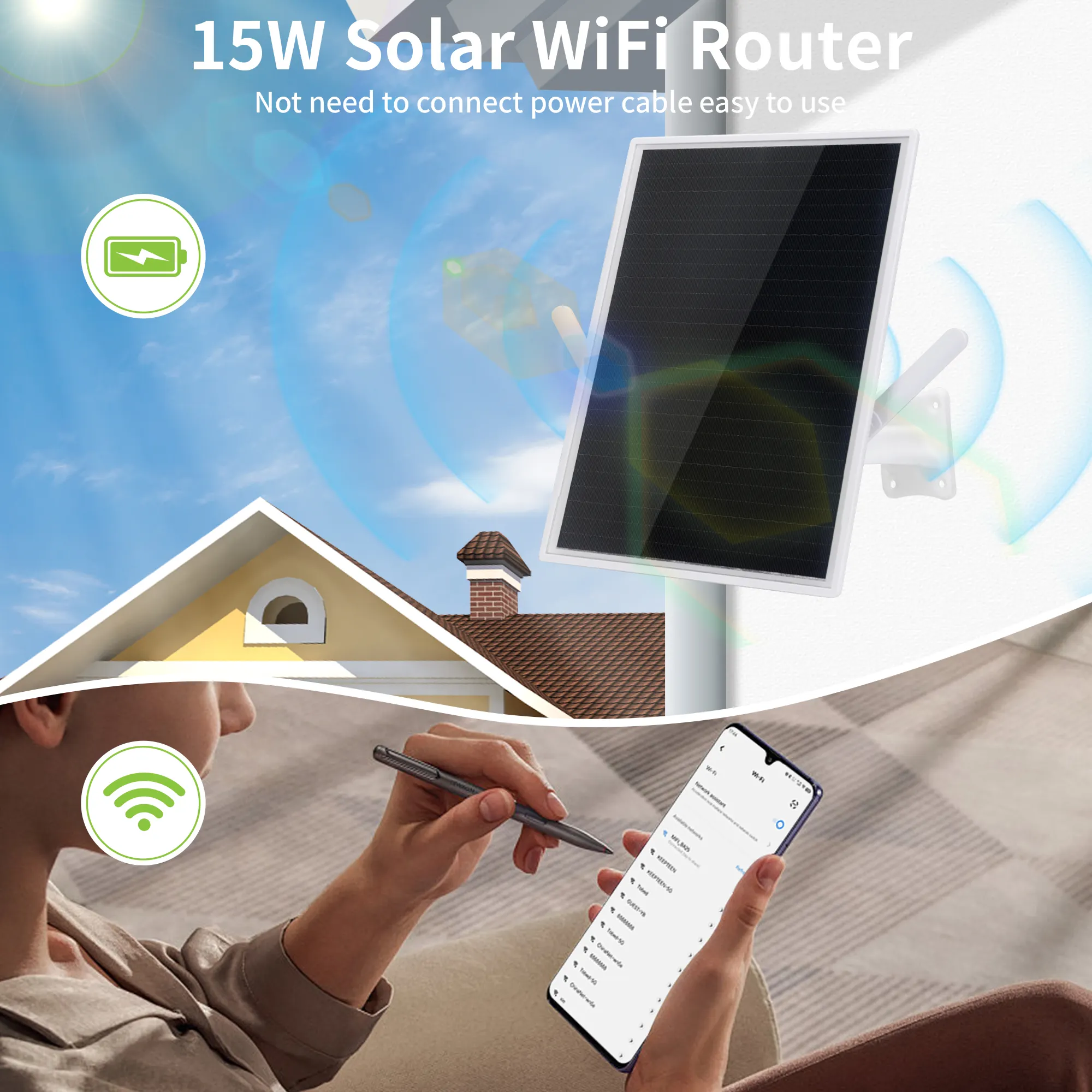 WIFI Router IP nirkabel Solar 66, tahan air untuk luar ruangan pertanian jarak jauh dan tempat umum