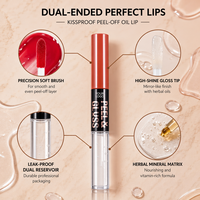 Brillo Labial Vegano Mineral Herbal Brillante de Etiqueta Privada HKH, Hidratante, Resistente al Agua y a las Besos, Efecto Peel-off, Humectante y de Larga Duración