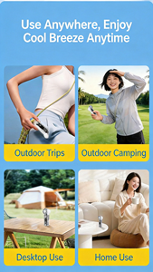 Ventilateur personnel léger rechargeable par USB pour l'été – Refroidisseur électrique portatif ultra-compact pour les voyages et l'extérieur - Product Image 5