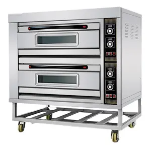 Equipo para hornear panadería Máquina para hacer pizza 2 cubiertas 4 bandejas Horno 0-400 grados centígrados Horno eléctrico comercial