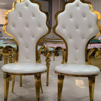 Fauteuil Trône Baroque Sculpté à Dossier Haut en Acier Inoxydable, Chaise de Banquet pour Location de Mariages et Vente en Gros
