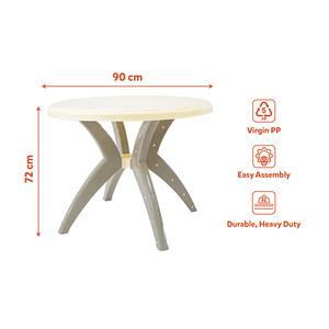 Table de jardin robuste en plastique PP, 90 cm, en matière vierge, imperméable, pliable, avec coussin à séchage rapide, style traditionnel - Product Image 2