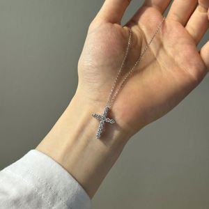 Dylam Classic Design Fine Fashion Jewelry 925 Sterling Silver 3mm <b>D</b> Color VVS1 Moissanite Stone Religious Cross Pendant <b>Necklace</b> - Product Image 4