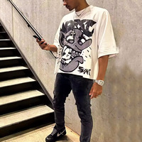 Ropa de aduanas, camiseta con dobladillo crudo con estampado de algodón pesado, manga corta, camisa recortada cuadrada de gran tamaño, fabricante