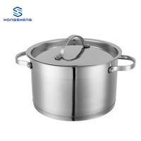 Pot à sauce en acier Offres Spéciales 201 Pot à soupe Grand pot à bouche droite Double poignées en acier inoxydable Compatible avec la cuisinière à gaz