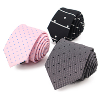 Corbatas Formales de Seda Jacquard con Micro Puntos Rosa y Gris, Diseño Clásico de Puntos para Hombre, Venta al Por Mayor