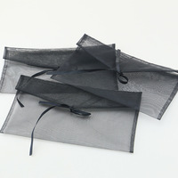 Linna taille personnalisée impression Logo accepter noir cravate chaîne ruban Organza emballage pochette enveloppe sac
