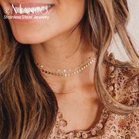 Collier pendentif EMANCO Effortless Glam à disques superposés en acier inoxydable plaqué or 14 carats pour femme, chaîne de fiançailles classique