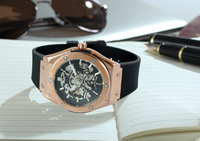 Forsining Montre mécanique automatique squelette pour homme-Vente en gros avec bracelet en silicone Montre-bracelet de sport tendance 2025 Nouveau