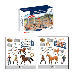 Granja de animales, juguete estable de plástico, simulación de caballo con figura humana - Product Image 2