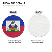 Alas Gelas Mobil Motif Bendera Haiti Bahan PU 2 Buah, Alas Cangkir Anti Panas dan Anti Selip untuk Hiasan Interior Kendaraan