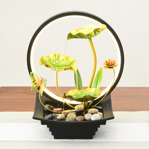 Small Wrought Iron Water Feature With Light Ring Circulating Tabletop <b>Humidifier</b> For Living Room Feng Shui Decor Gift - Product Image 4