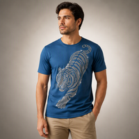 T-shirt en denim rétro uni, coupe décontractée, teint en pièce, style streetwear, pour marque privée, vente en gros, fournisseur en vogue