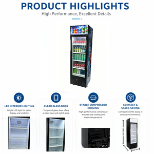 Custom logo White Black Energy Drinks Beverages Glass Door 235L Commercial Display Cooler Vertical Refrigerator - Product Image 3
